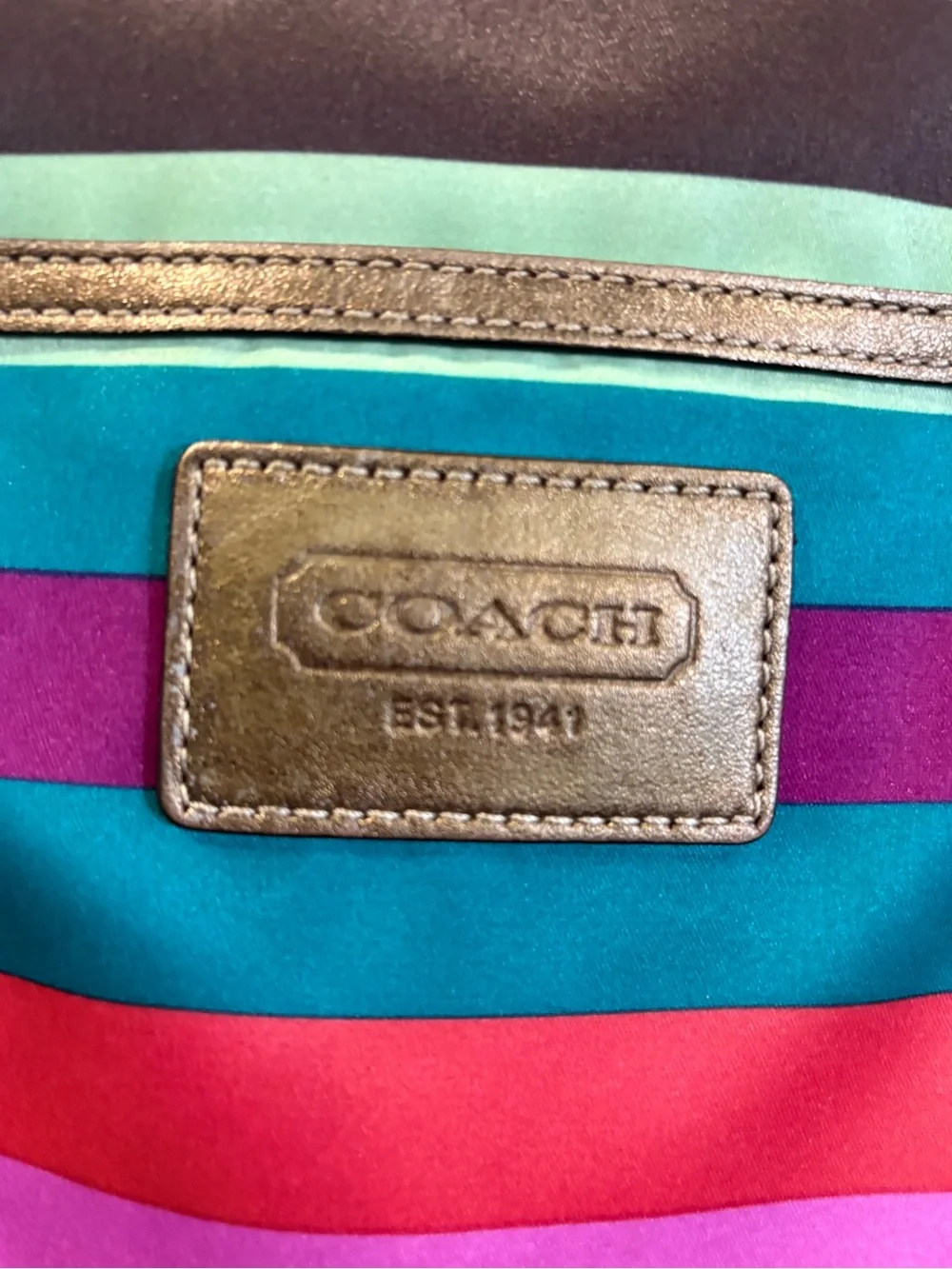 Coach Legacy Striped Sateen Tote
